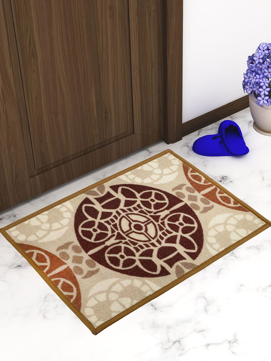 Athom Trendz Beige & Brown Printed Premium Anti-slip Doormat Price in India