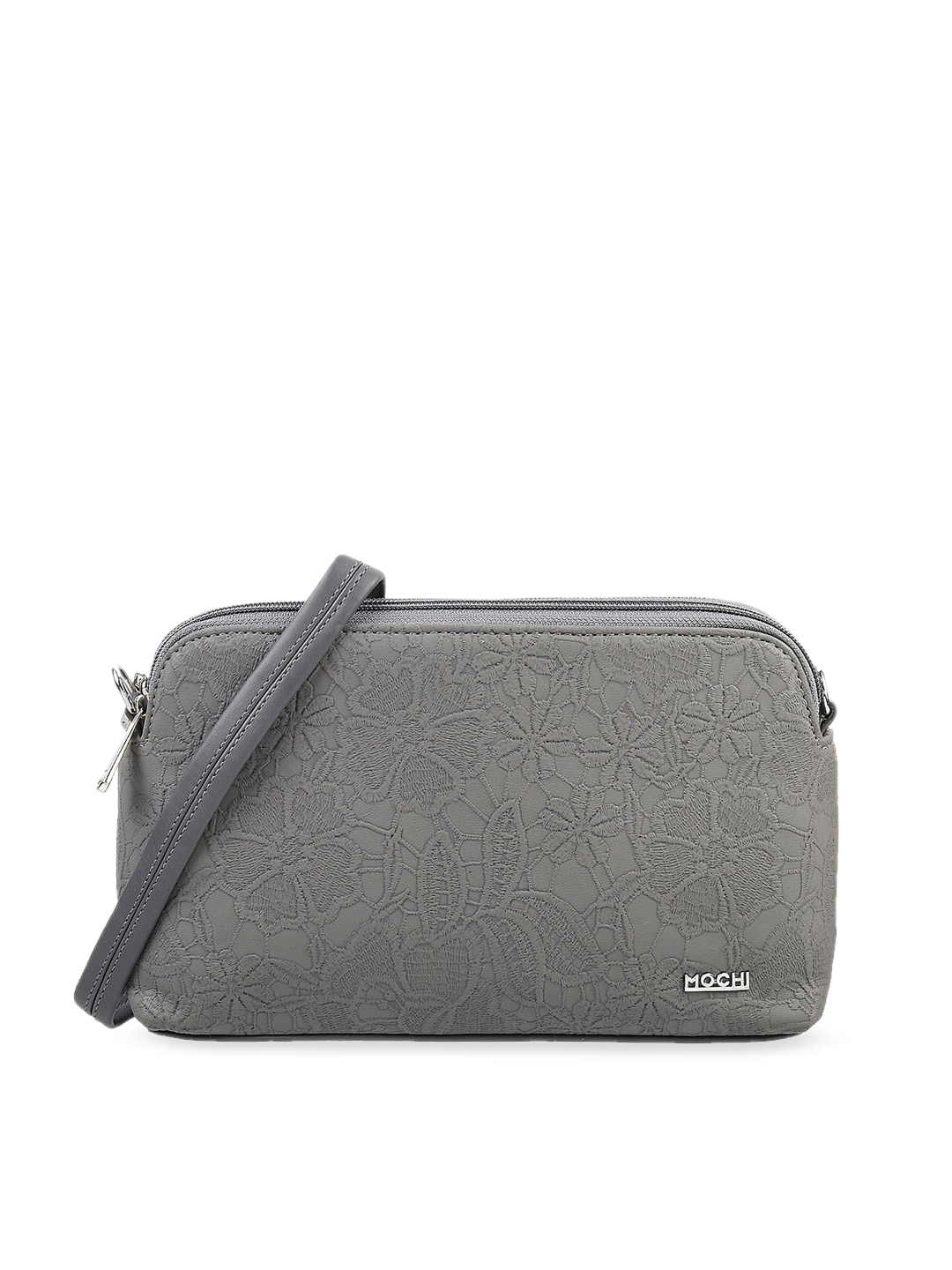 Mochi Grey Textured Sling Bag Price in India