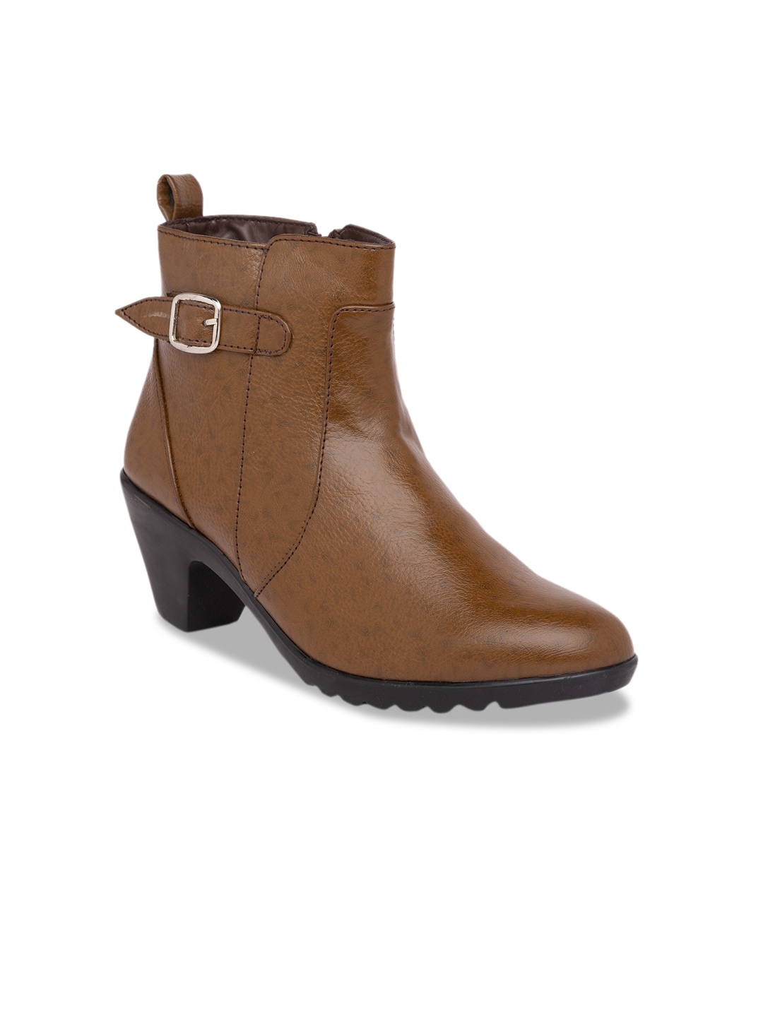 Rocia Women Brown Solid Heeled Boots Price in India