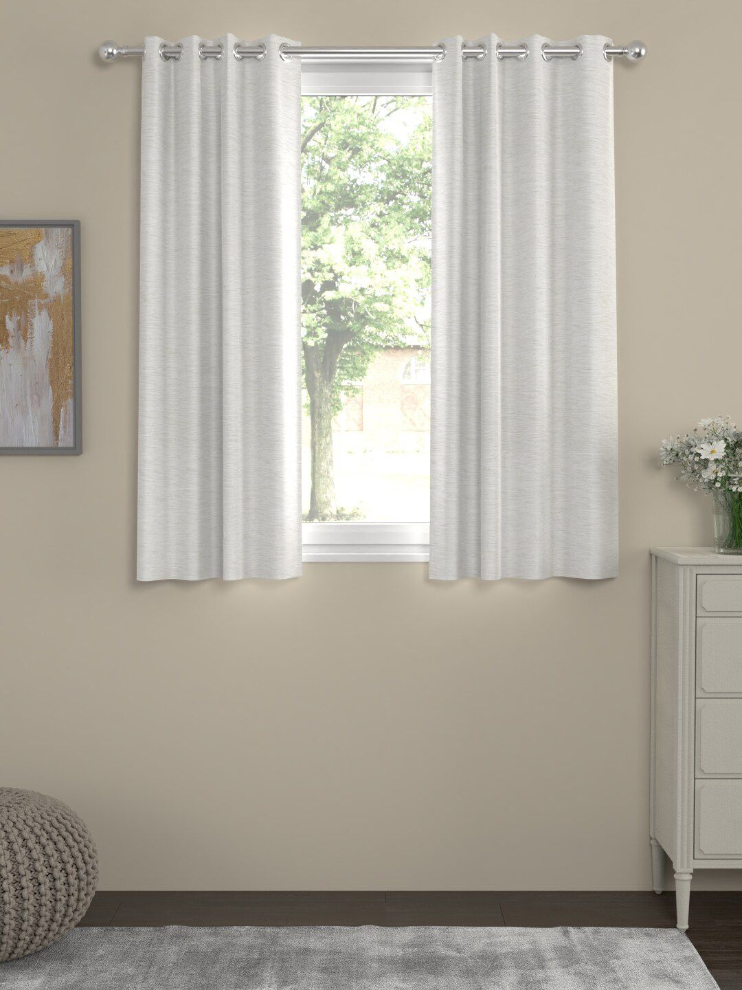 ROSARA HOME Off-White Set of 2 Window Curtains Price in India