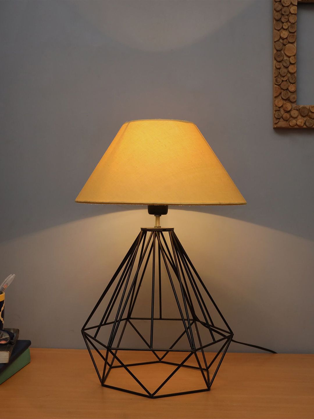 Homesake Black & Yellow Solid Classic Country Table Lamp with Shade Price in India