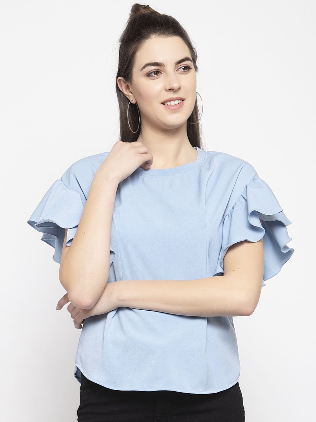 EMBLAZE Blue Flared Sleeves Top