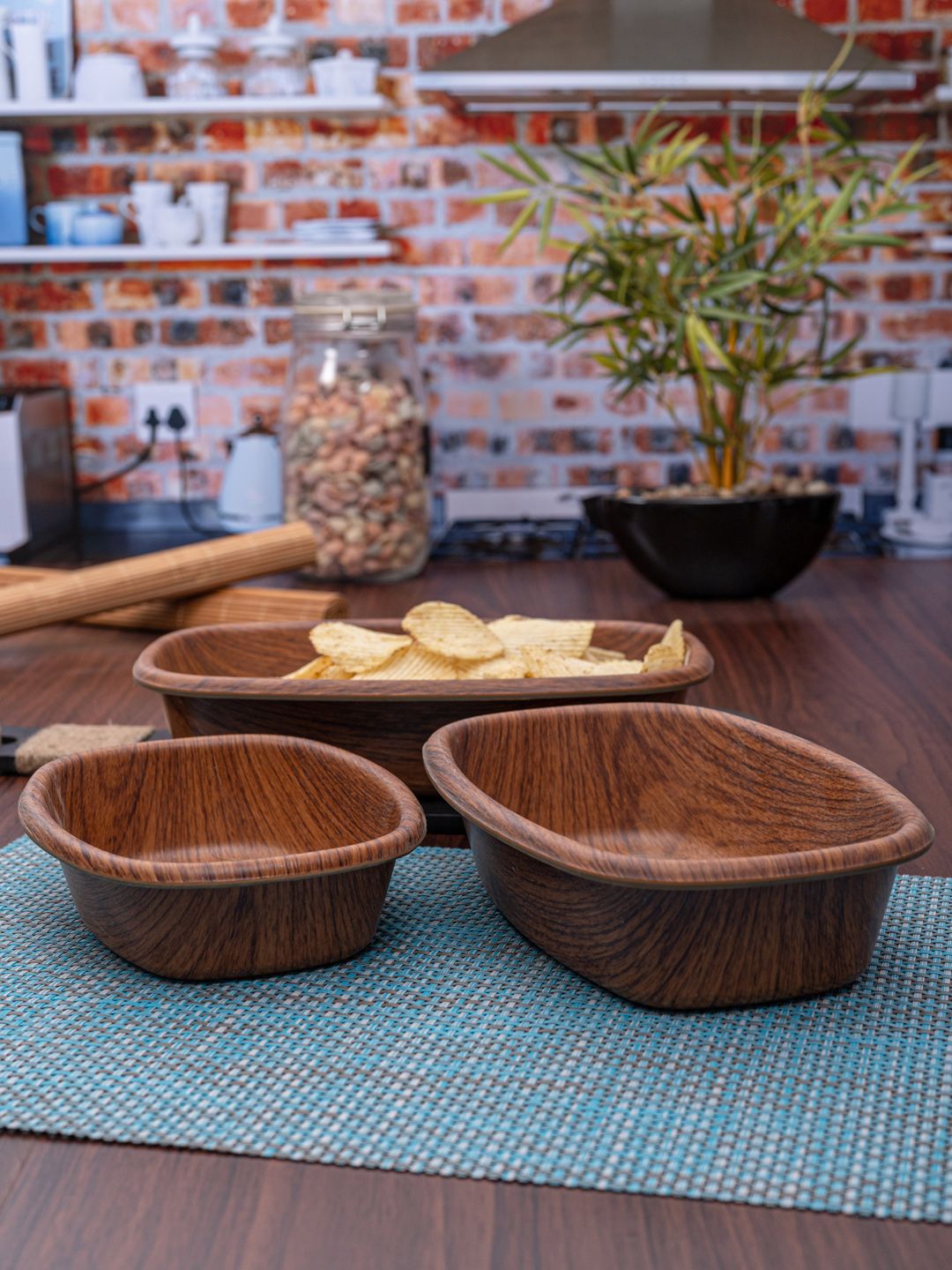 GOODHOMES Brown 3 Pcs Bowl Set Price in India