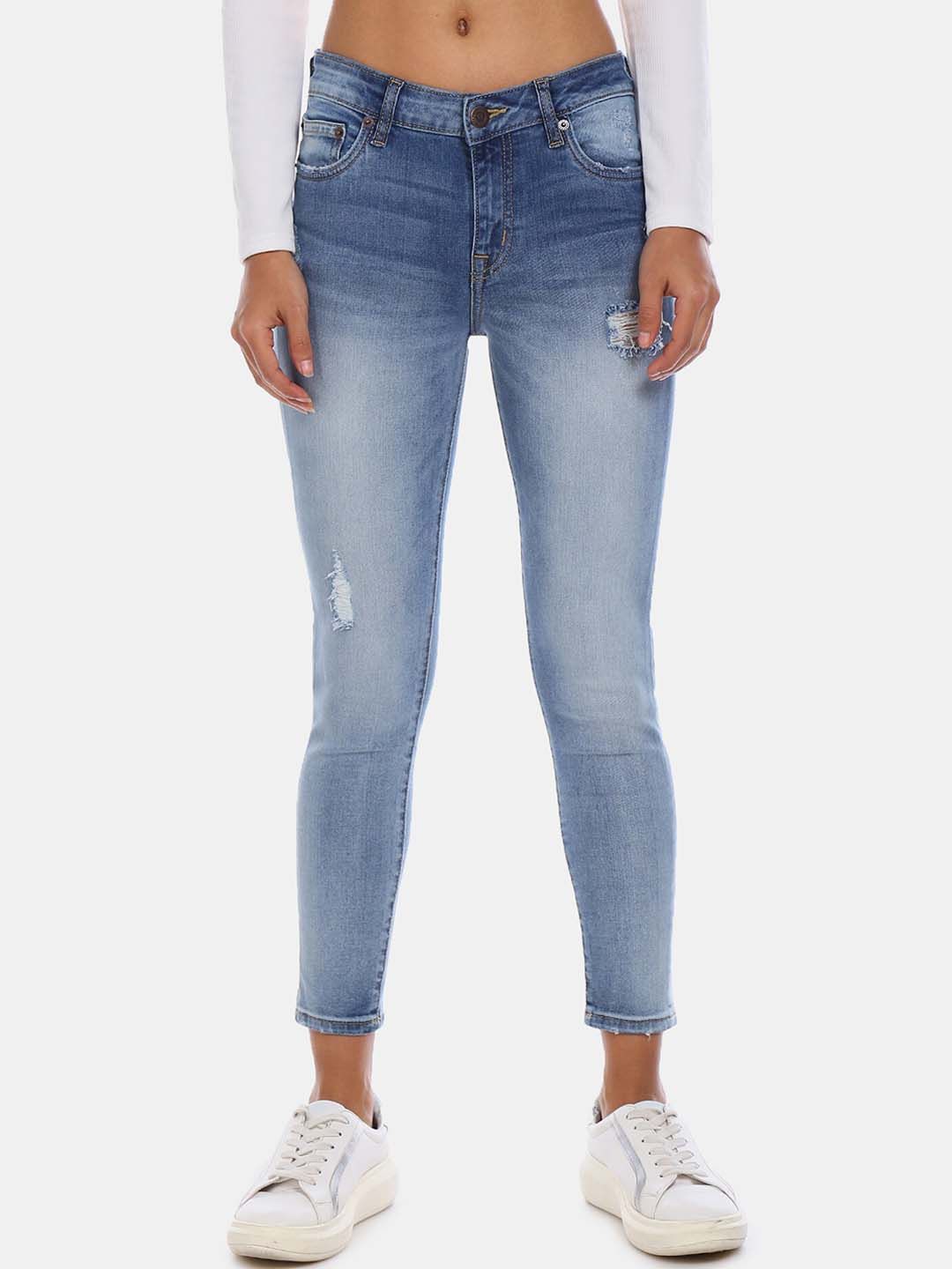 Aeropostale Women Blue Regular Fit Mid-Rise Mildly Distressed Stretchable Jeans
