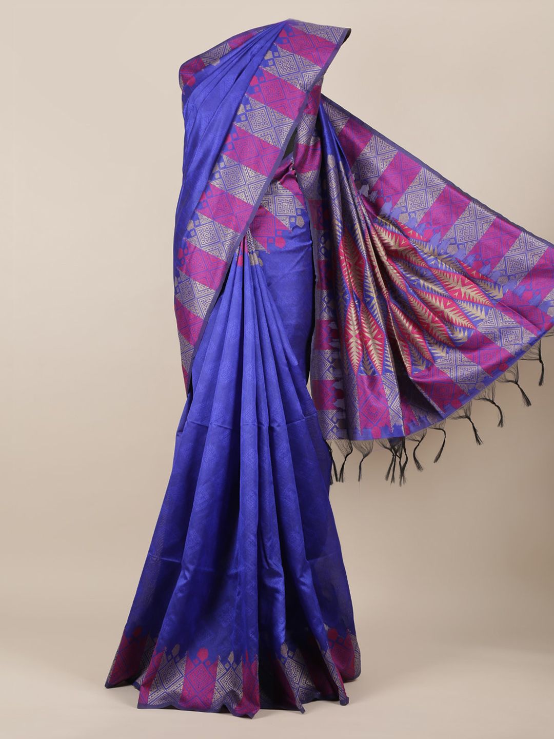 Pothys Blue Woven Design Jute Silk Saree