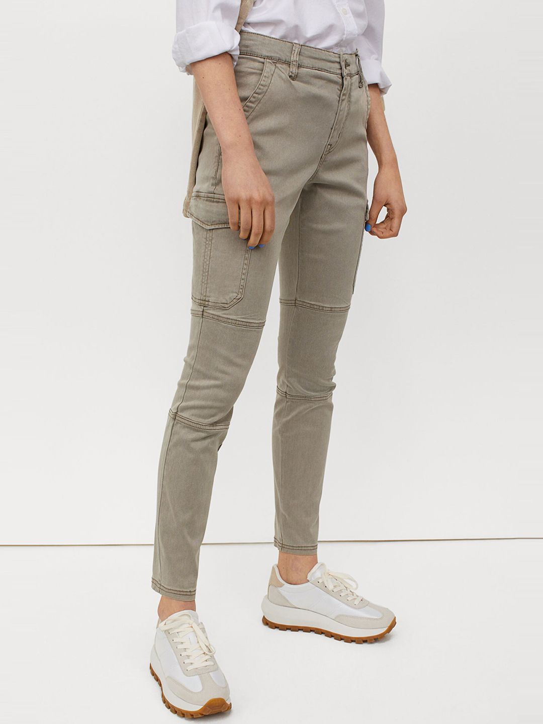 H&M Beige Lyocell-blend cargo trousers