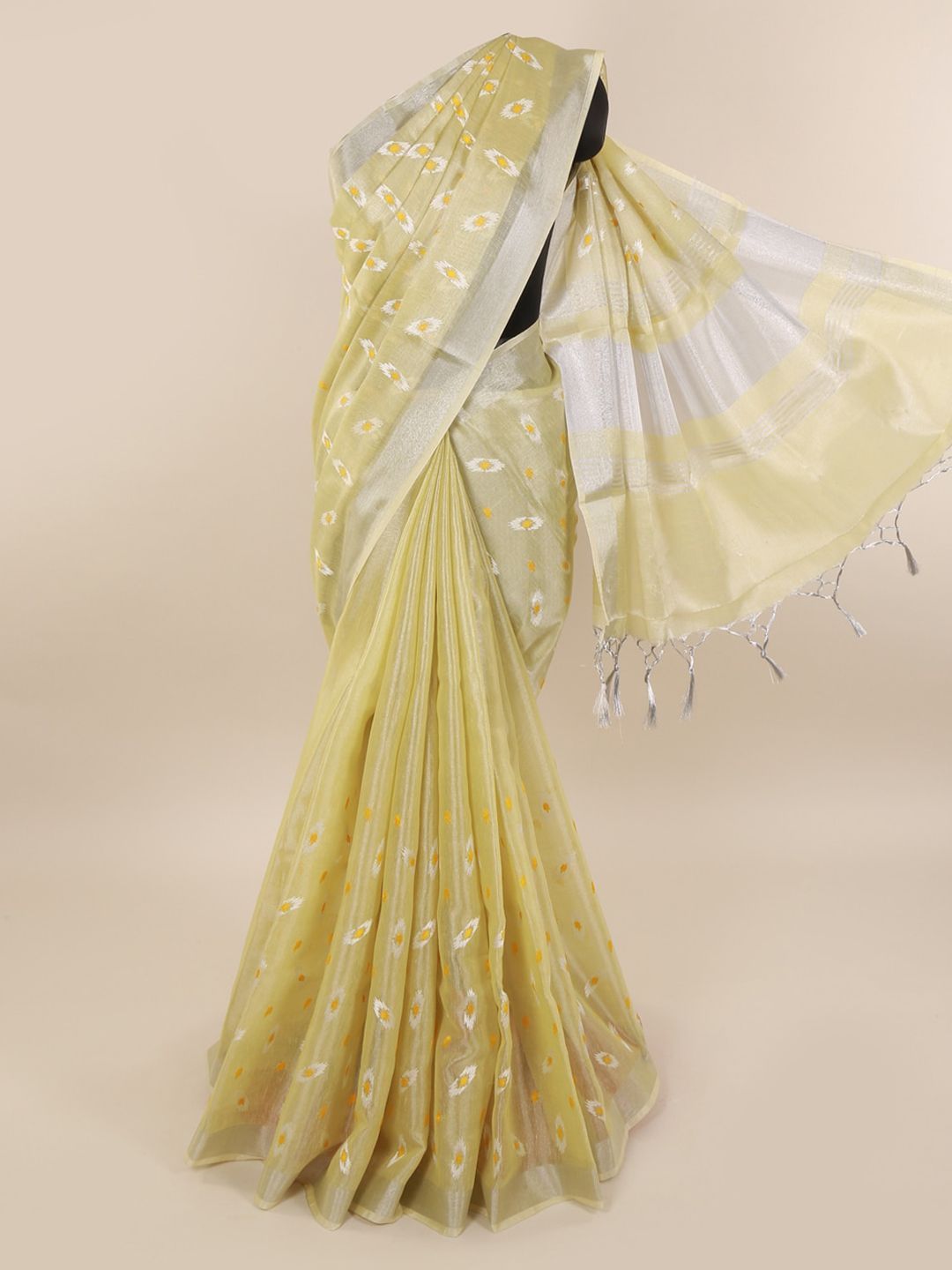 Pothys Yellow Woven Design Cotton Blend Saree