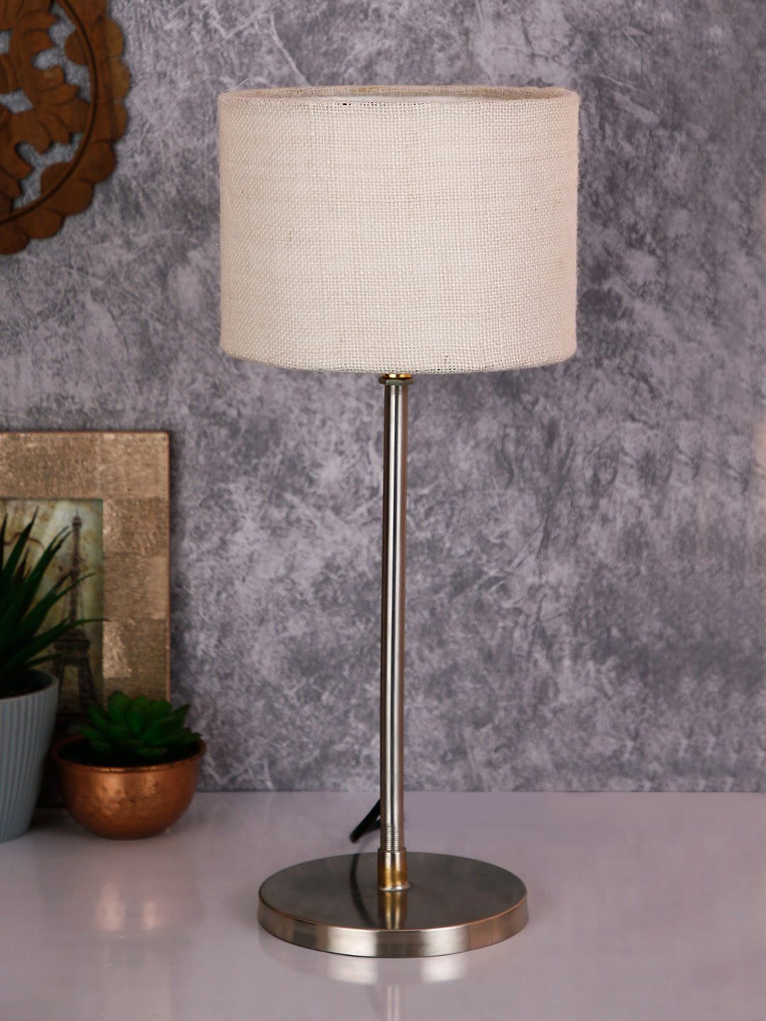 Devansh Warm Yellow Iron Cylinder Solid High Quality Electrical Table Lamps