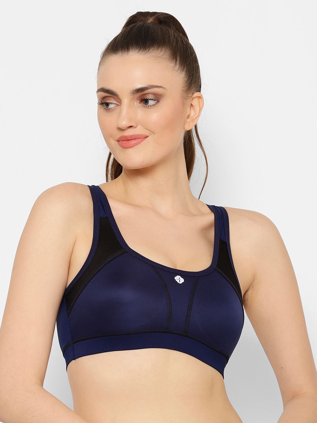 Floret Navy Blue Solid Non-Wired Non Padded Workout Bra T3072_N Price in India
