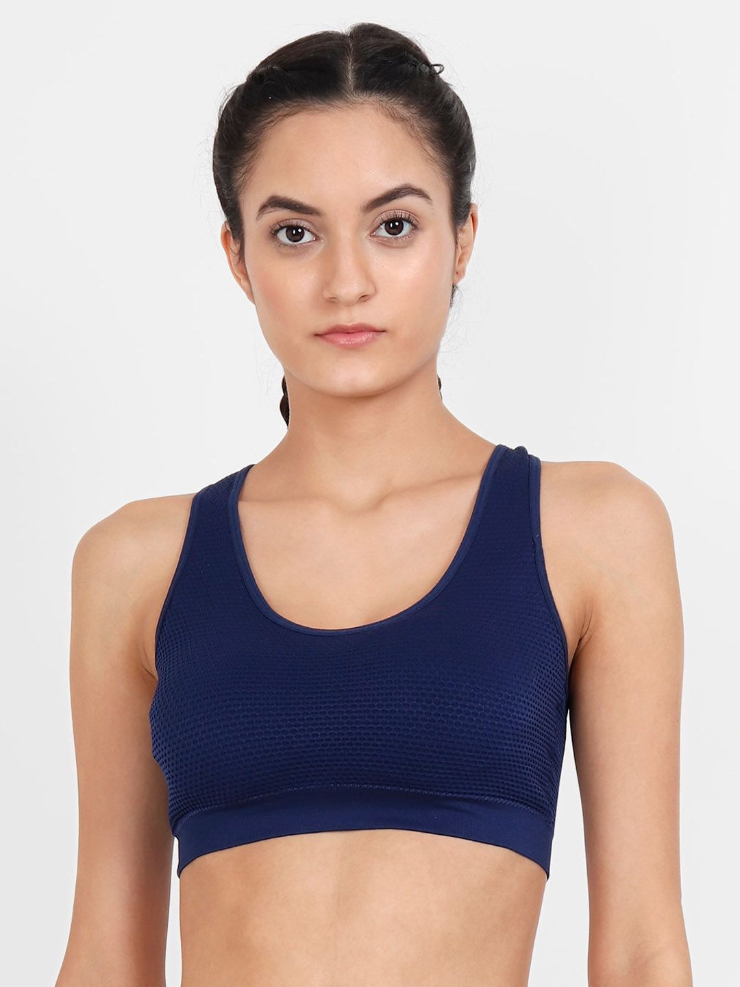 Lebami Navy Blue Solid Non-Wired Removable Padding Workout Bra 1523_Navy_30C Price in India