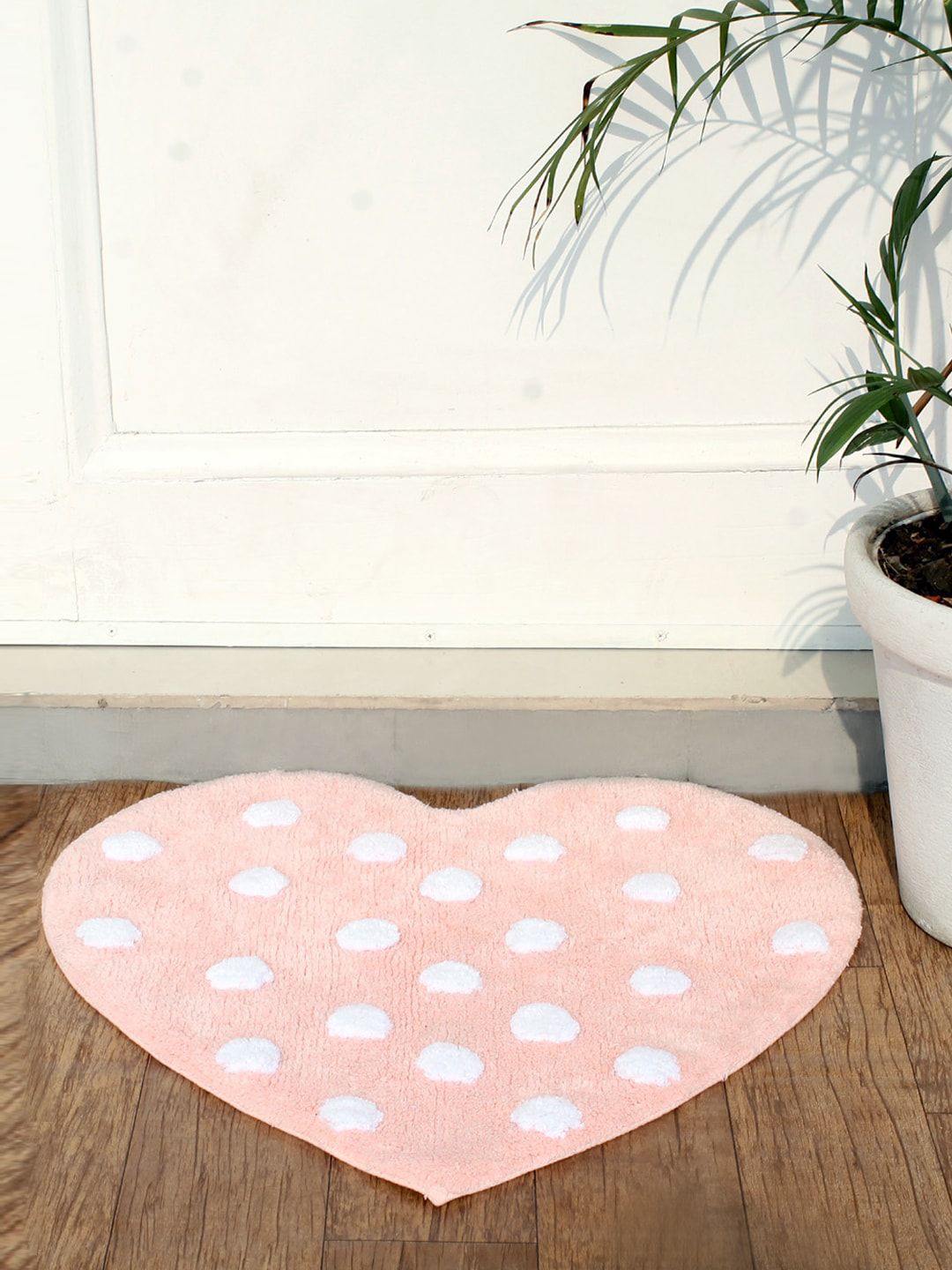 AVI Living Pink & White Polka Dot Tufted Doormat Price in India
