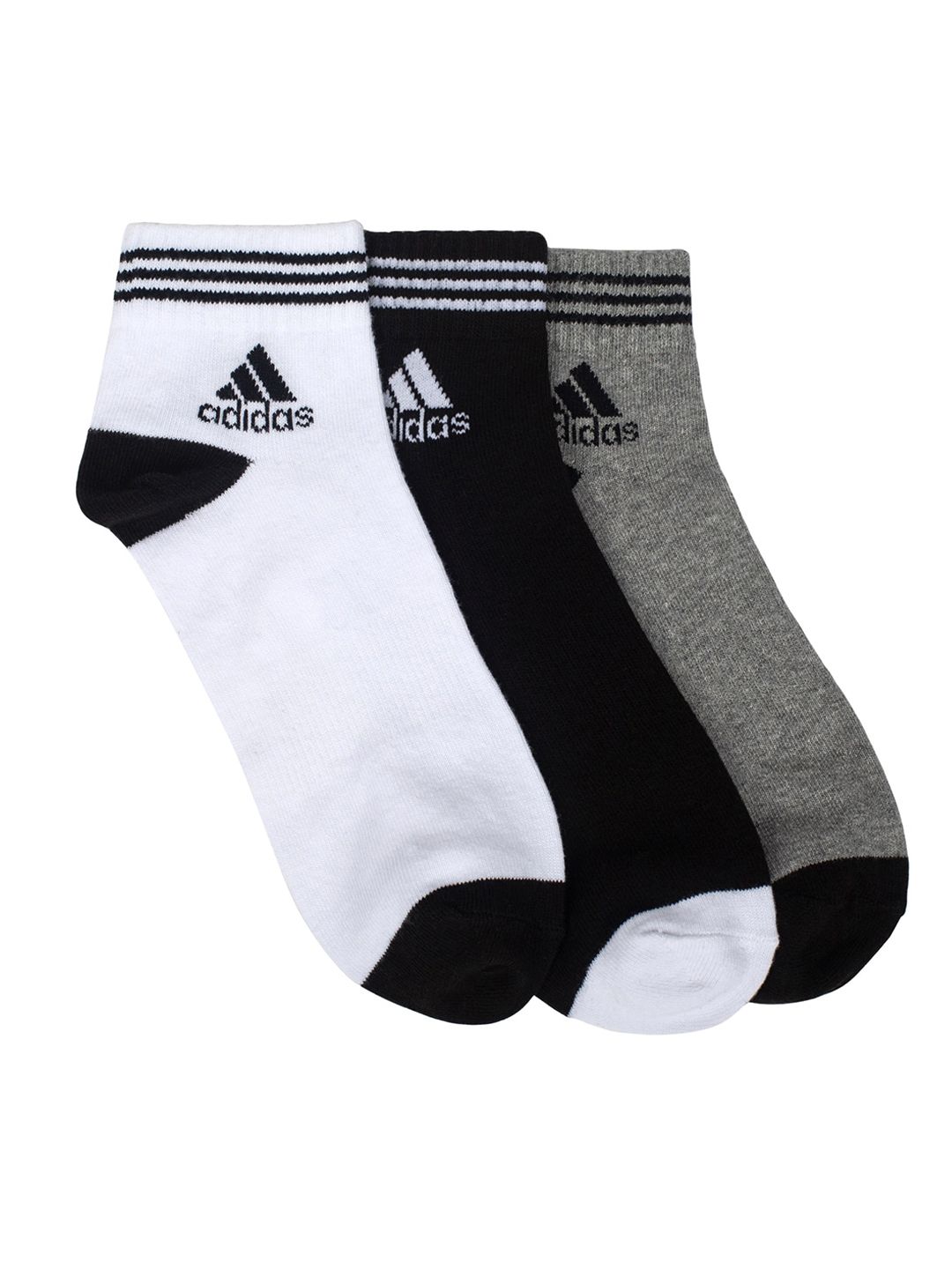 ADIDAS Men Pack Of 3 Colourblocked Ankle-Length Socks
