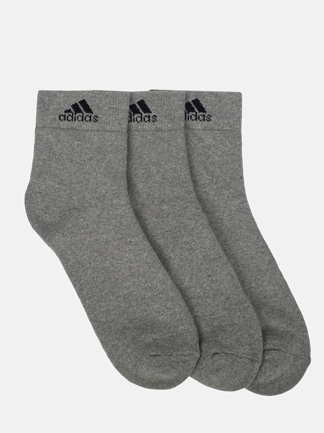 ADIDAS Men Pack of 3 Grey Solid Ankle-Length Socks