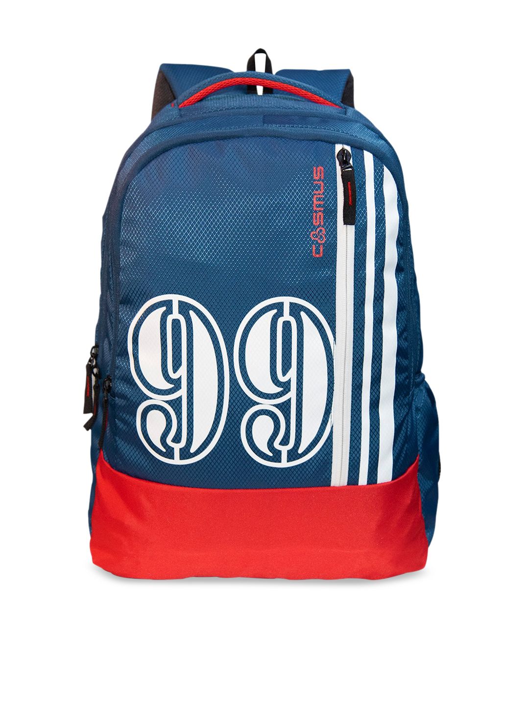 COSMUS Unisex Navy Blue & Red Solid Backpack Price in India
