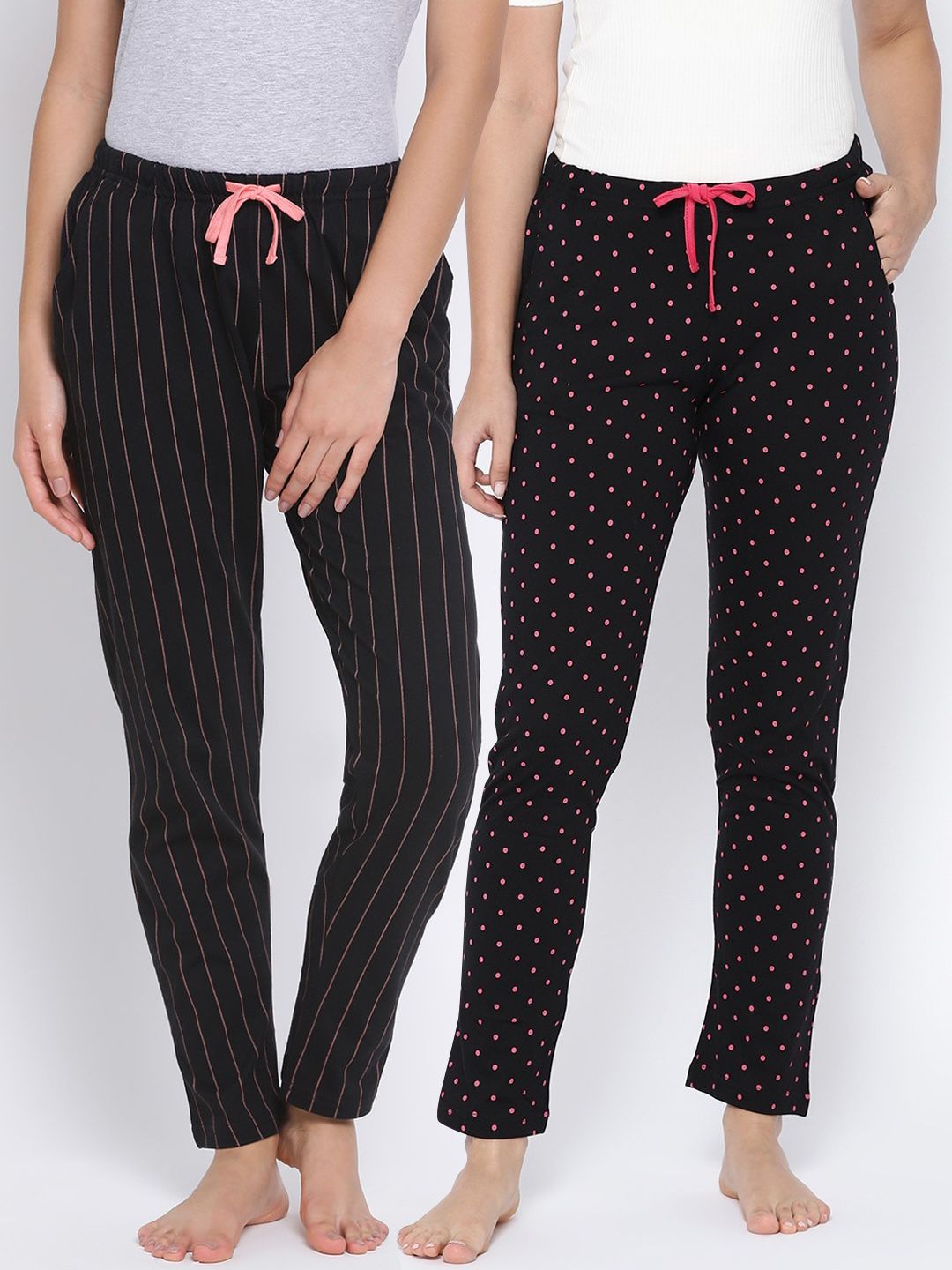 Kanvin Women Pack of 2 Black & White Lounge Pants Price in India