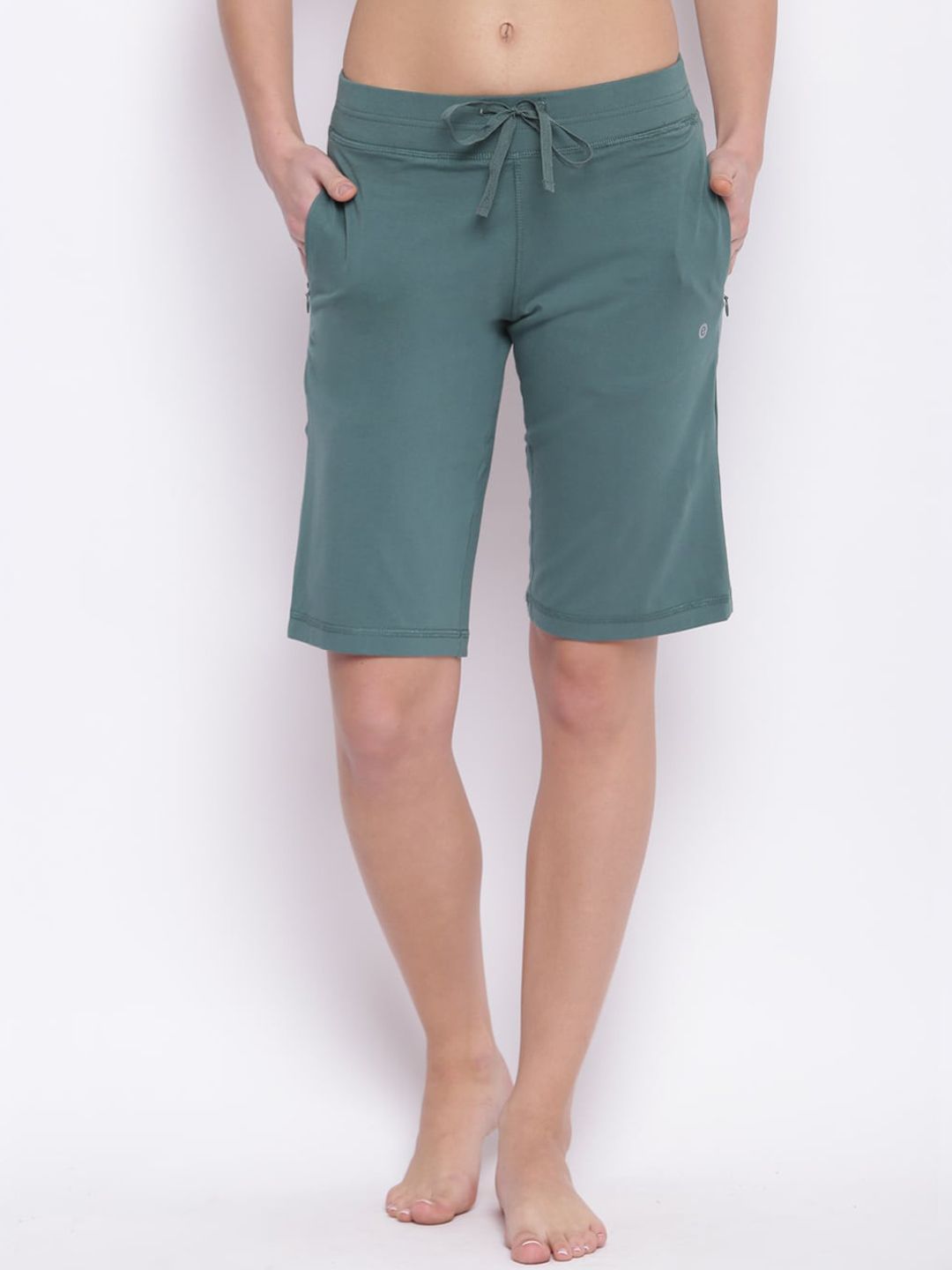Enamor Women Green Relaxed Fit Lounge City Shorts