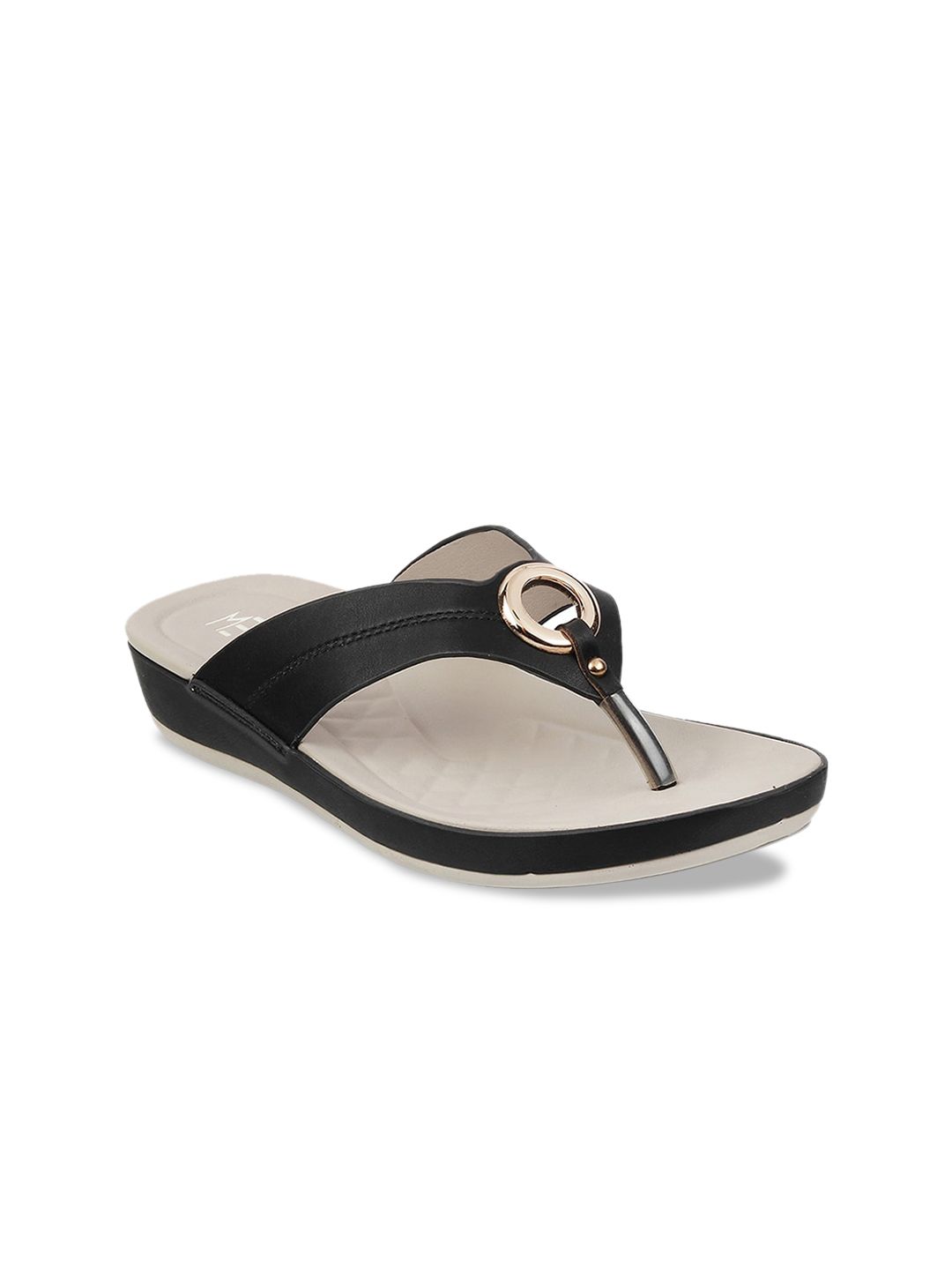 Metro Women Black Solid Sandals Price in India