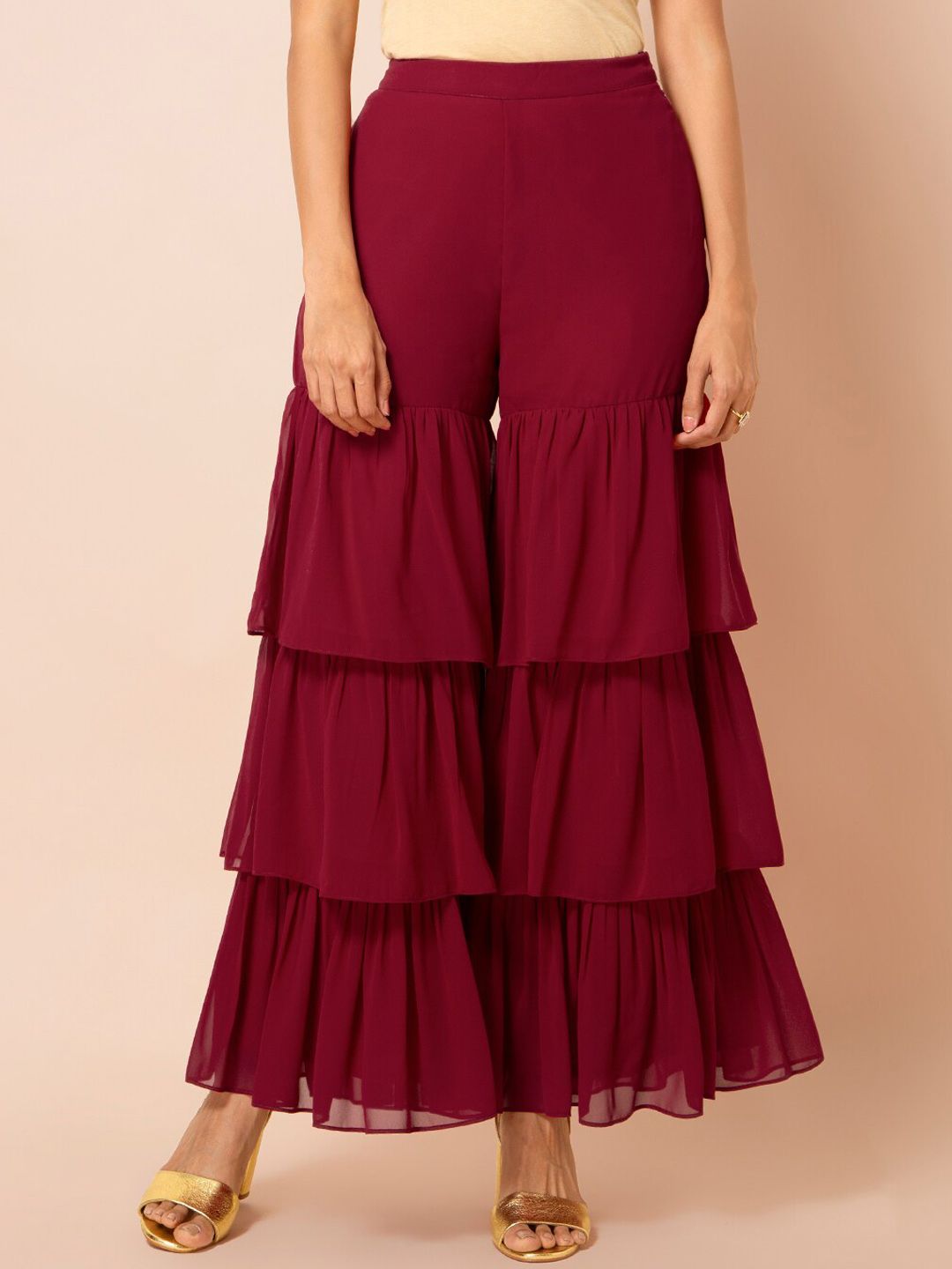 INDYA Women Maroon Solid Price in India