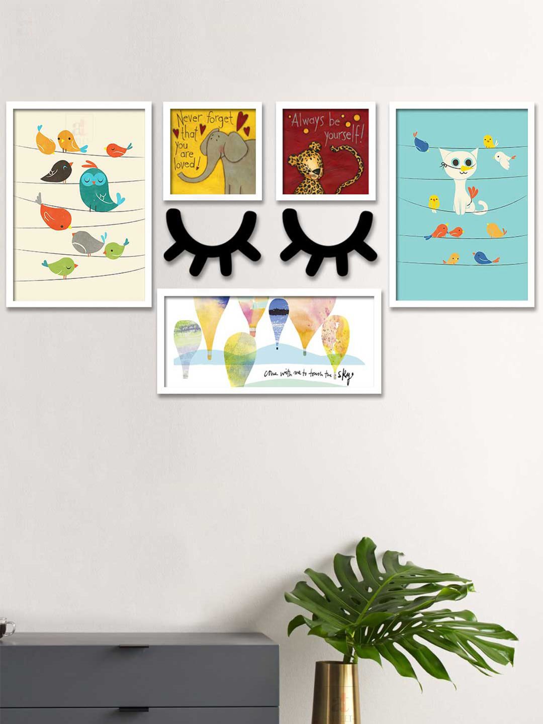 Art Street Set of 5 Blue & Yellow Individual Wall Arts Price in India