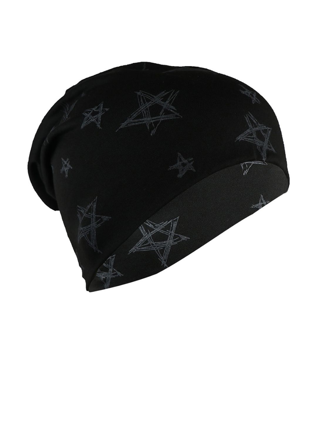 iSWEVEN Unisex Black & Grey Printed Beanie Price in India