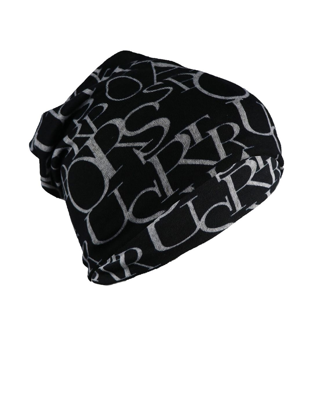 iSWEVEN Unisex Black & White Printed Beanie Price in India