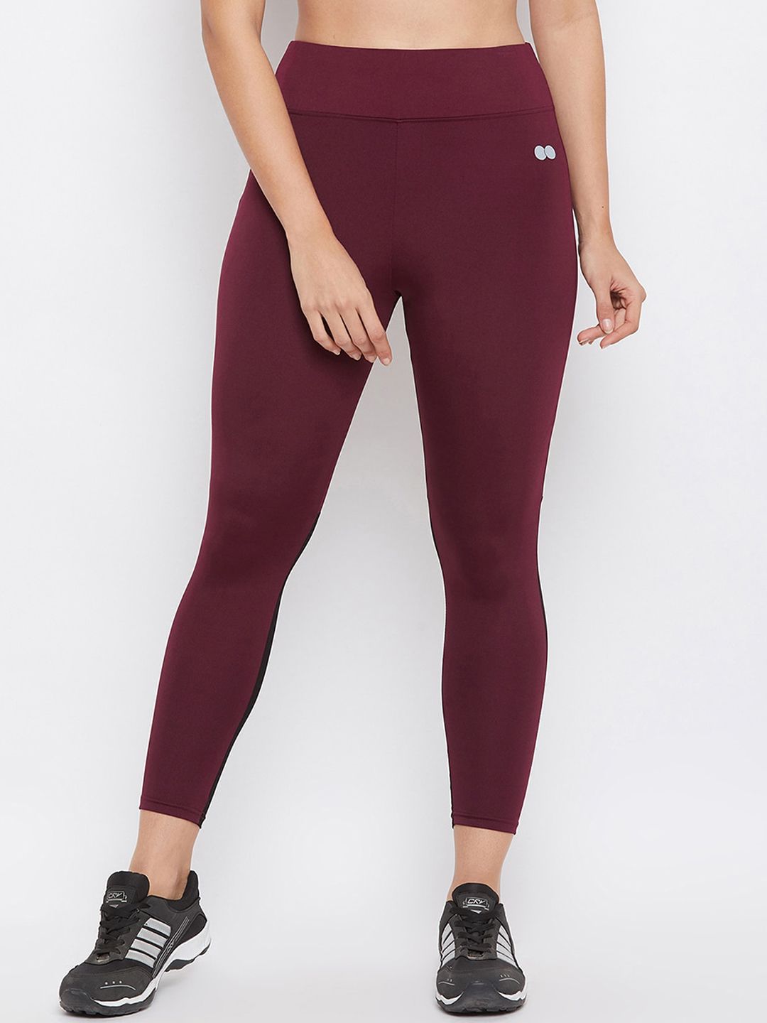 Clovia Women Maroon Solid Ankle-Length Sports Tights Price in India
