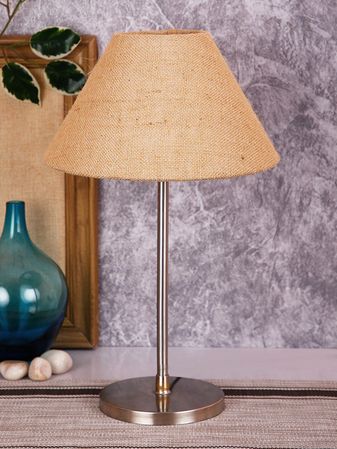 Devansh Conical Warm Yellow Metal Frustum Textured High Quality Electrical Table Lamps