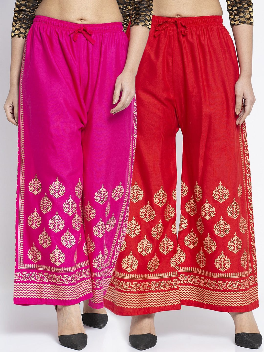 GRACIT Women Pack of 2 Printed Wide Leg Palazzos Price in India