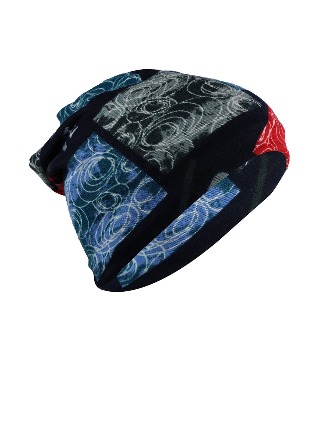 iSWEVEN Unisex Black & Blue Printed Beanie Price in India