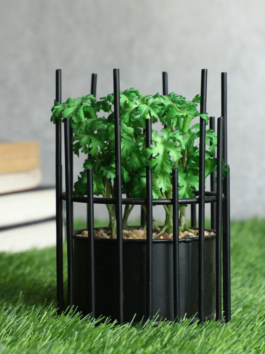 PolliNation Green & Black Artificial Succulent Bonsai Plant With Pot Price in India