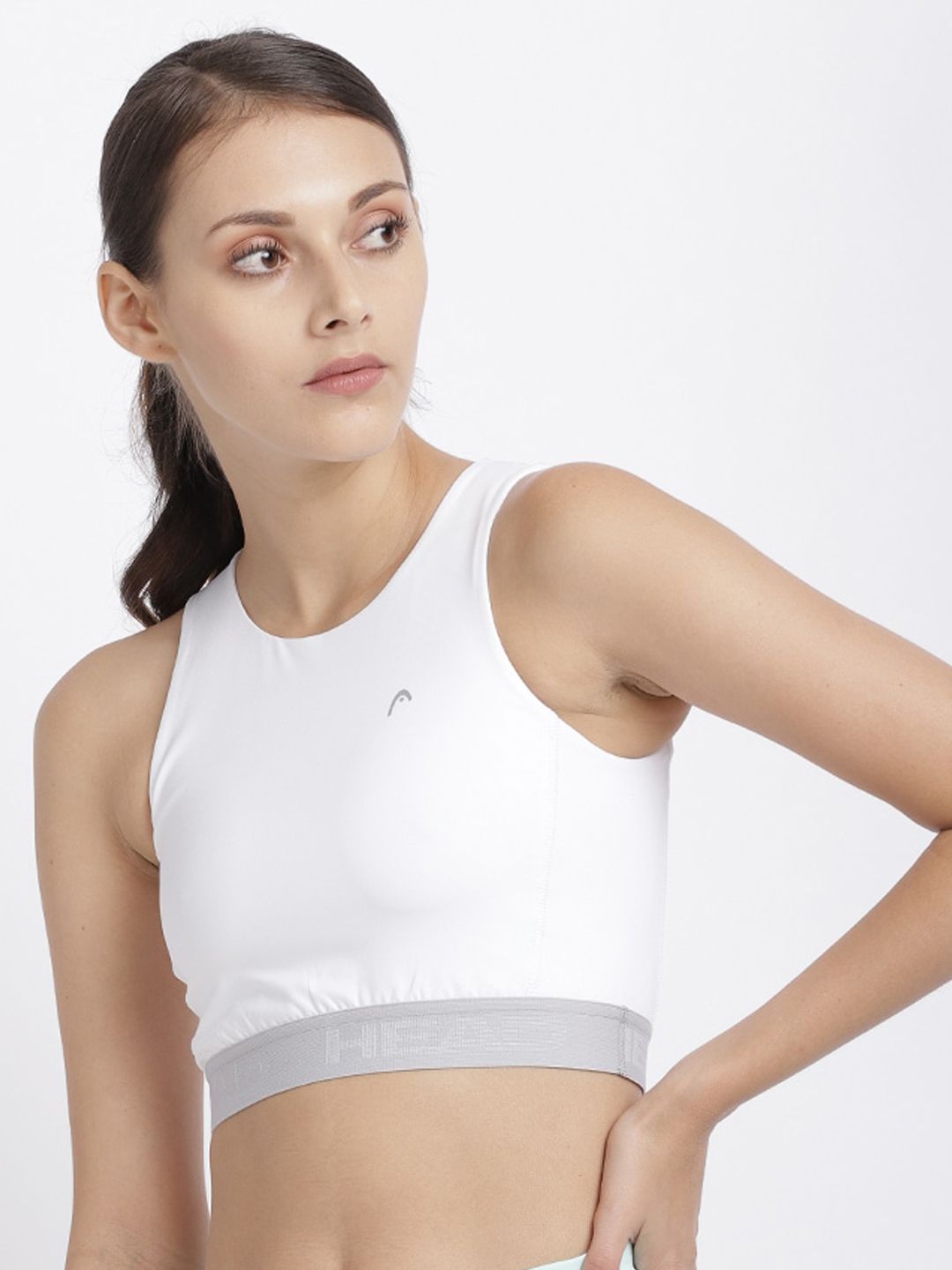 Head White & Grey Solid Non-Wired Non Padded Workout Bra HD-W-ATAW-PBT0001 Price in India