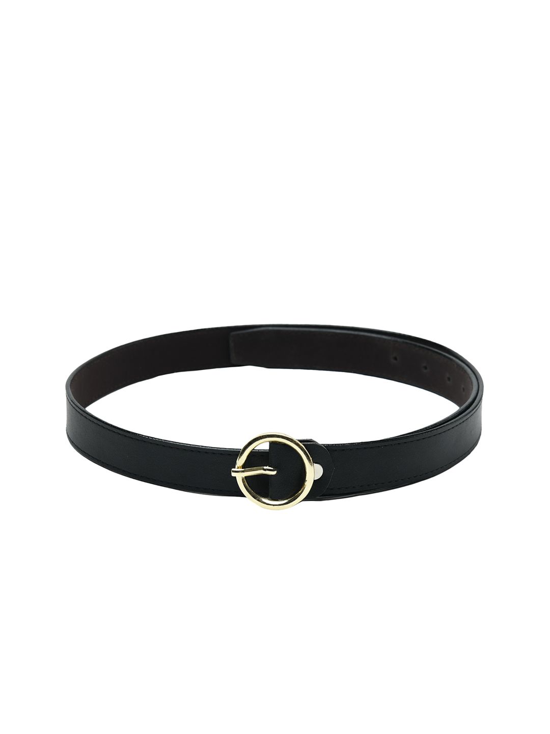 WINSOME DEAL Women Black & Gold-Toned Solid Belt Price in India