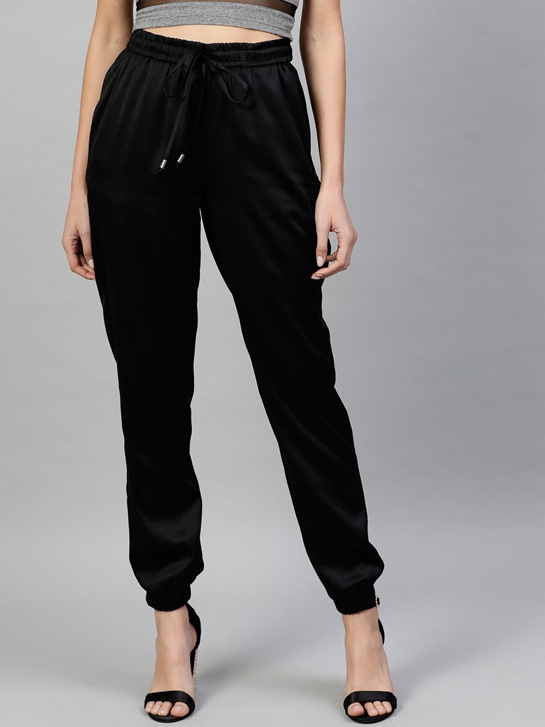 STREET 9 Women Black Regular Fit Solid Joggers