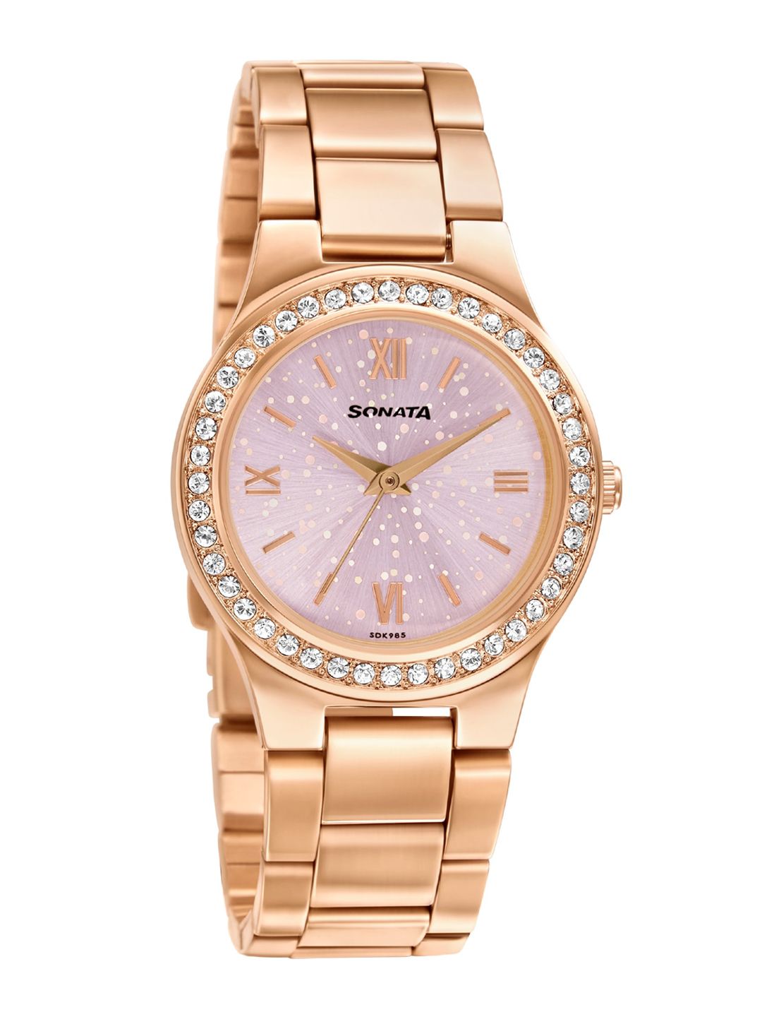 Sonata Women Pink & Rose Gold Analogue Watch 87034WM02 Price in India