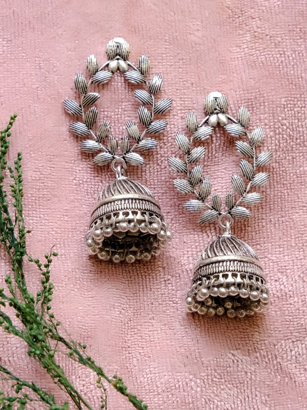 Crunchy Fashion Silver-Toned Contemporary Jhumkas Price in India