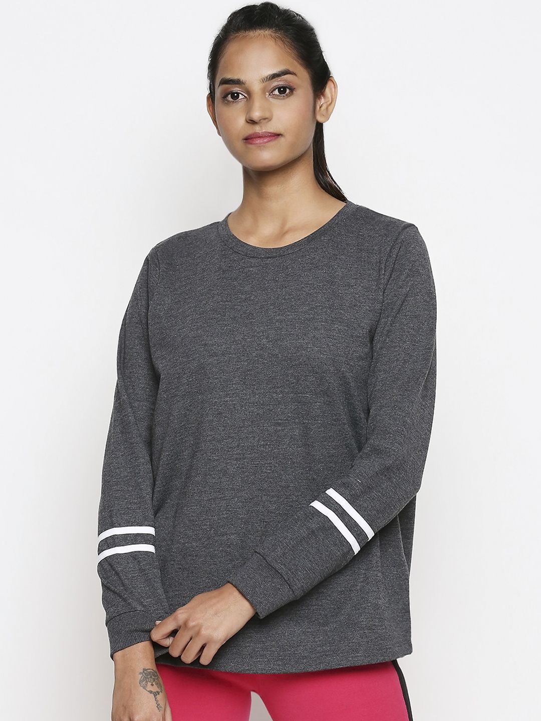Ajile by Pantaloons Women Grey Solid Sweatshirt Price in India