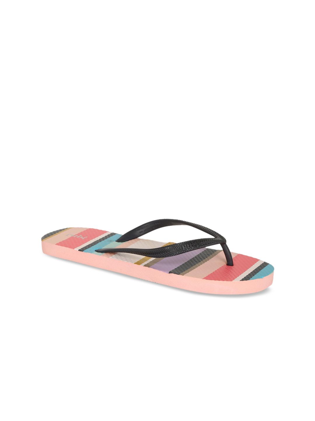 rubi Women Multicoloured Striped Thong Flip-Flops Price in India