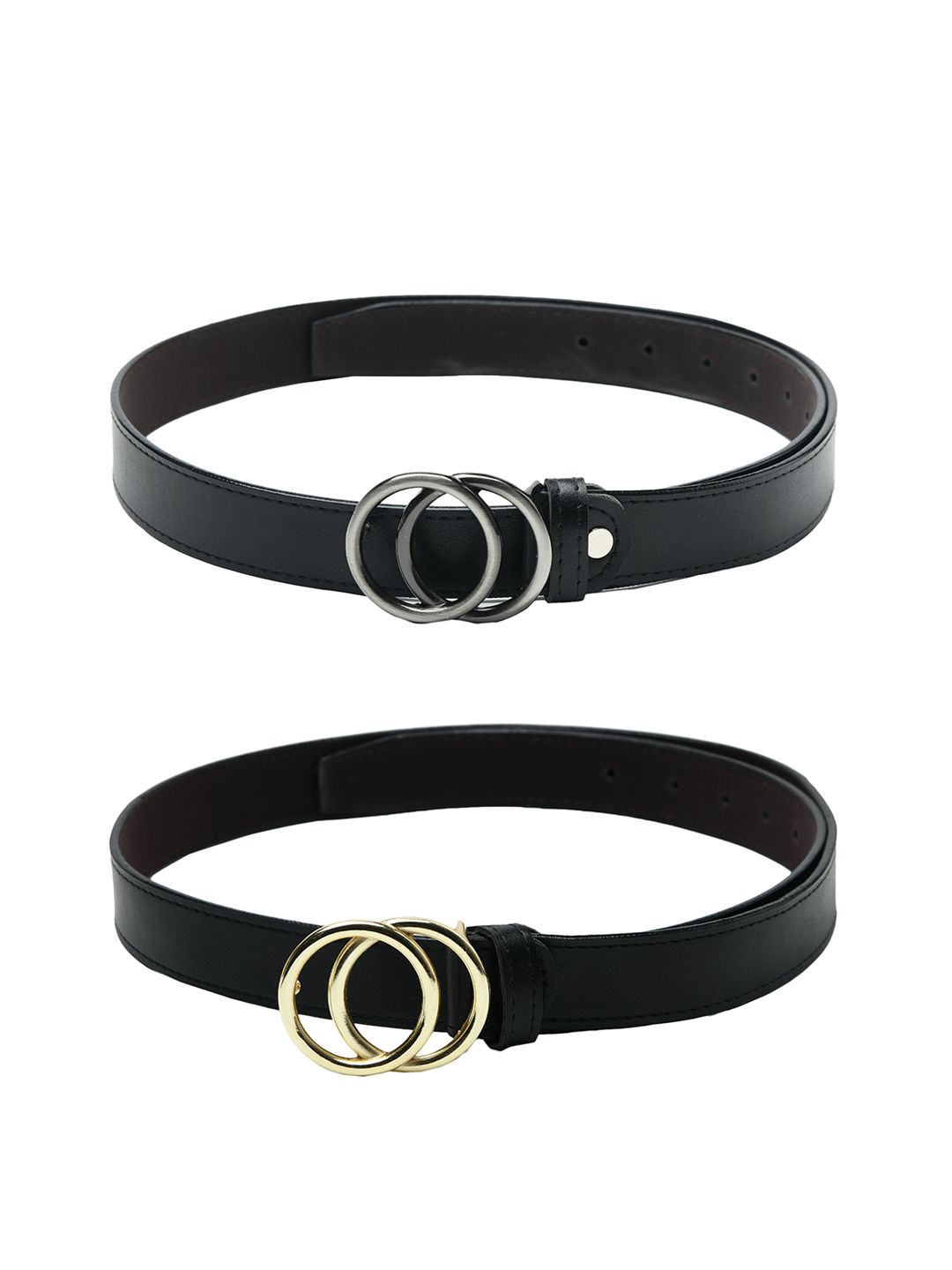 Kastner Women Pack of 2 Black Solid Belt Price in India