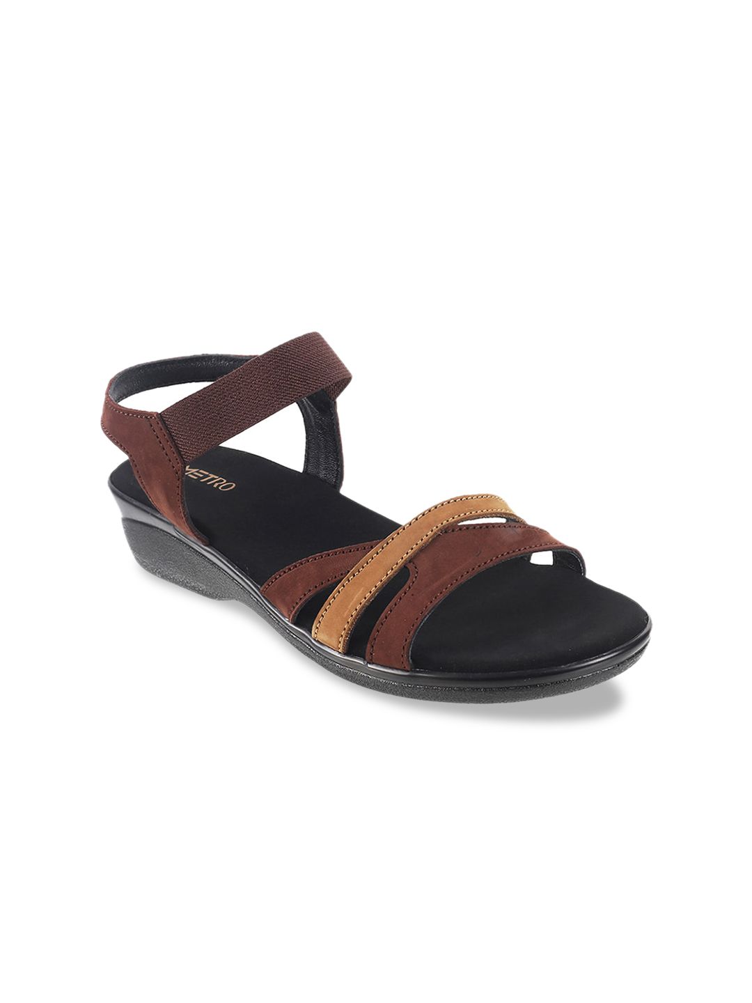 Metro Women Brown Colourblocked Sandals Price in India