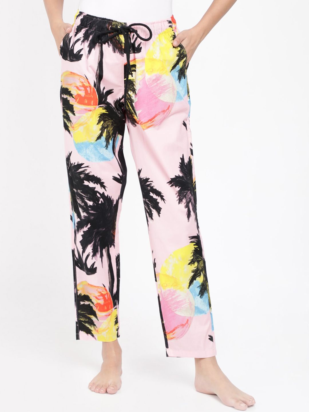 Bene Kleed Women Pink & Black Print Anti Bacterial Cotton Lounge Pants BOWLP02SC09L37-4173 Price in India