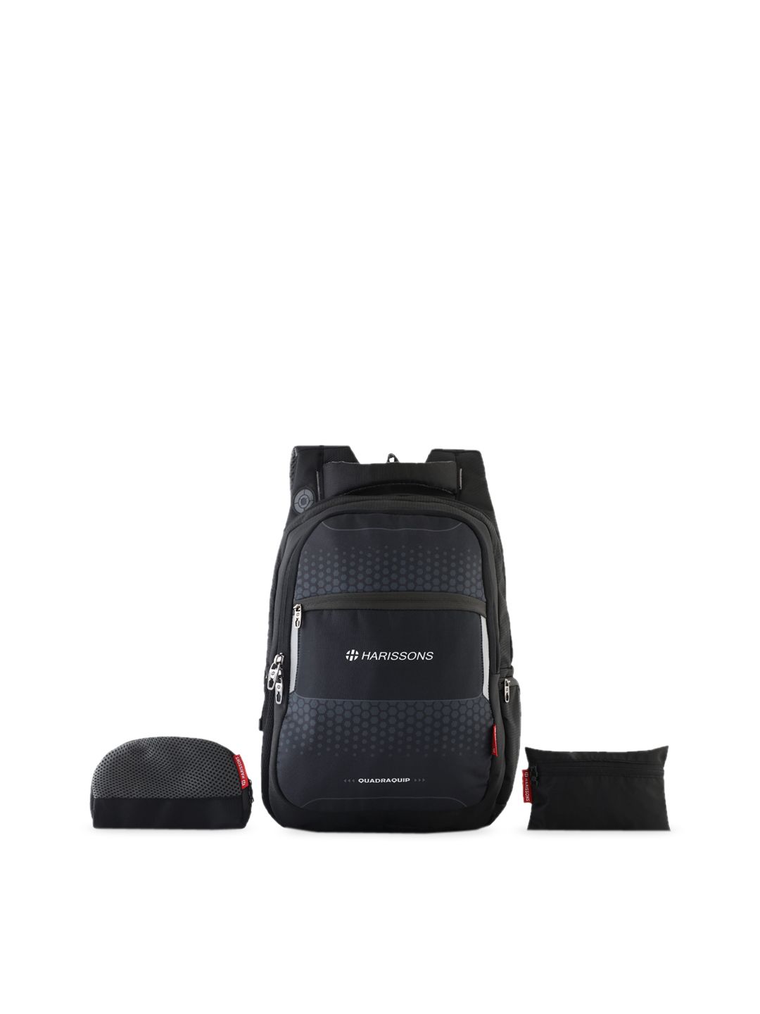 Harissons Unisex Black Geometric Embellished with Reflective Strip Backpack Price in India