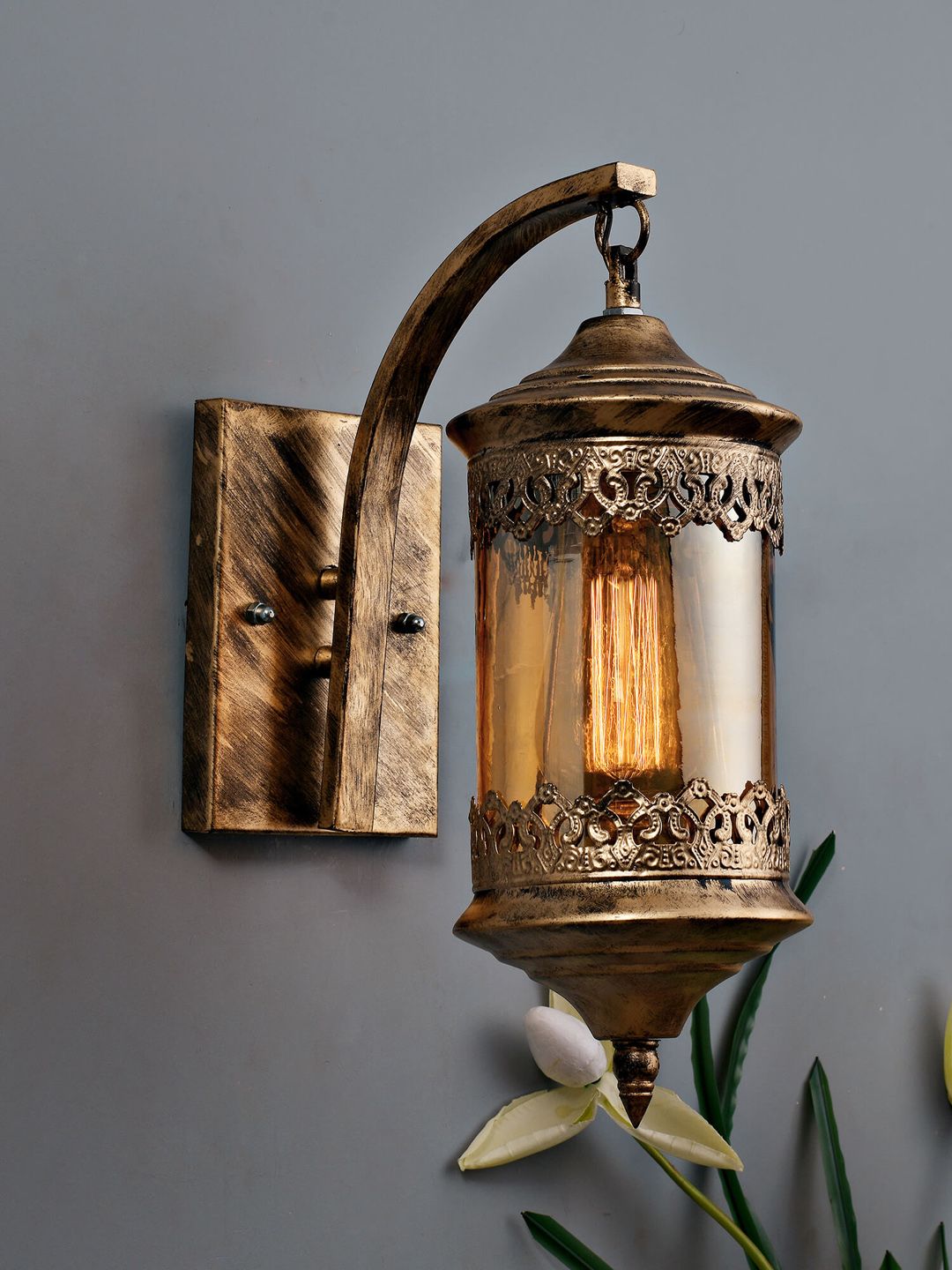 Homesake Bronze-Toned Self Design Classic Country Armed Sconces Price in India