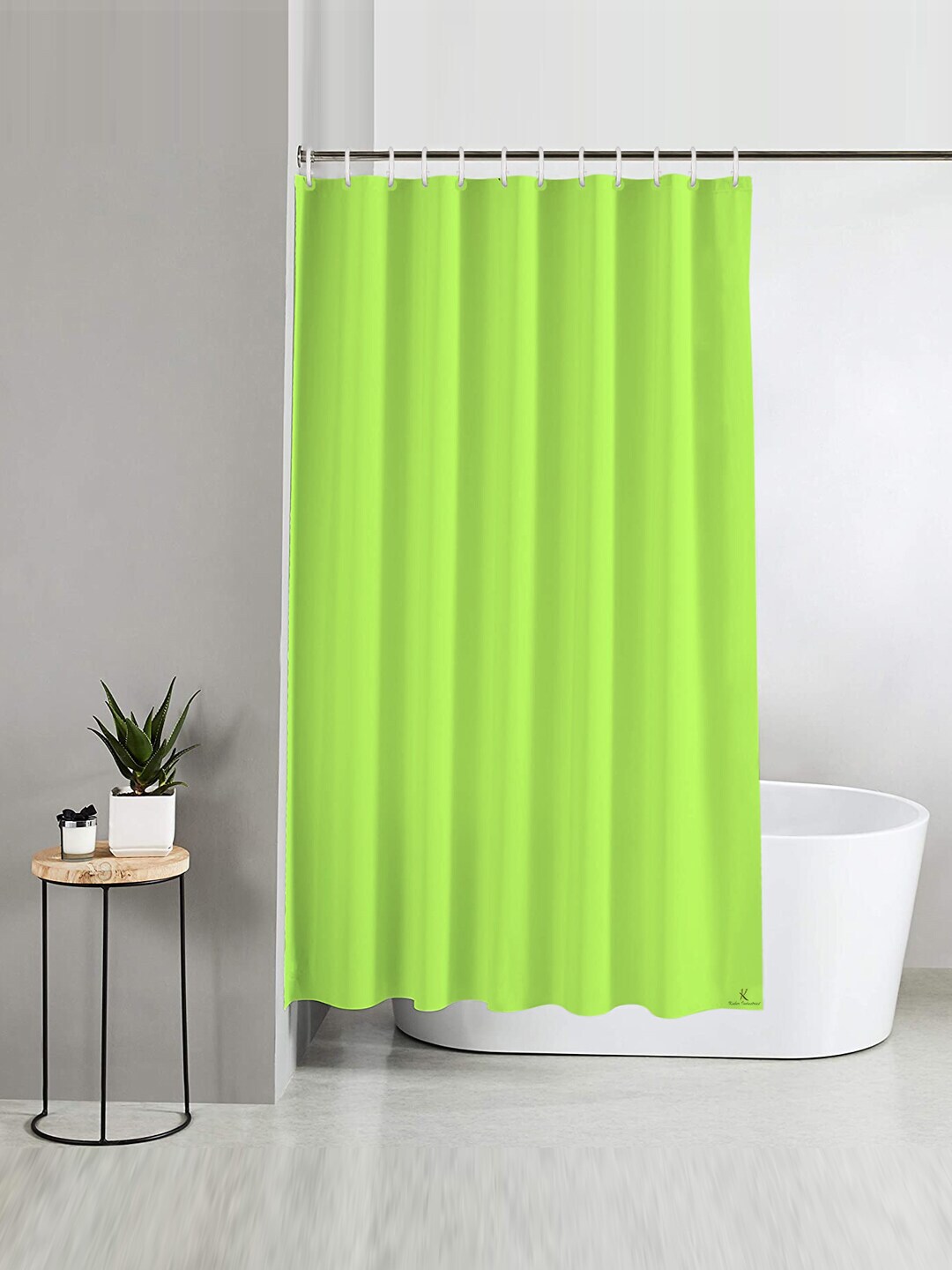 Kuber Industries Green Solid PEVA Heavy Duty Plastic Shower Curtain With Hooks Price in India