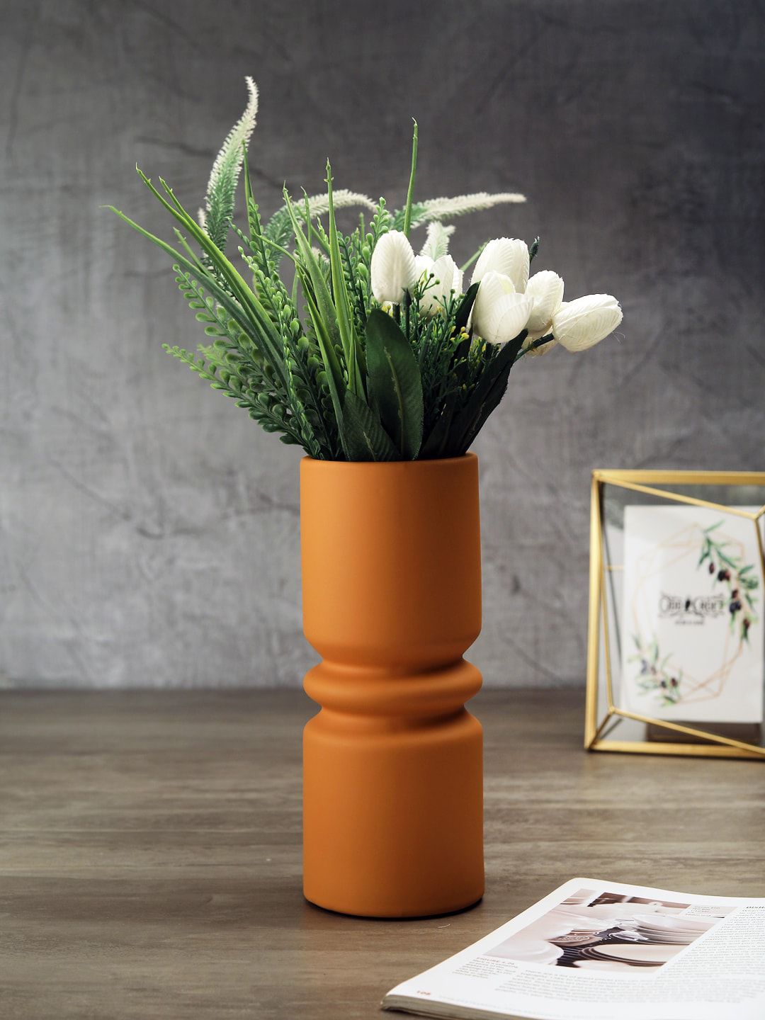 OddCroft Orange Solid Ceramic Vase Price in India