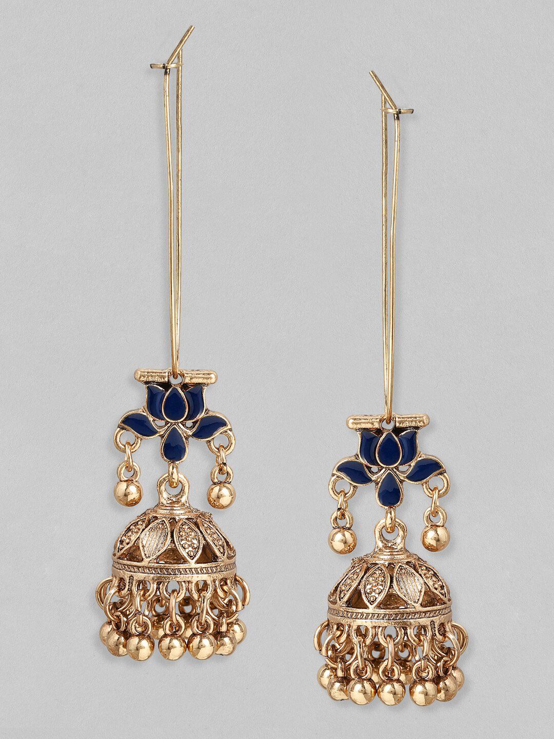 Rubans Gold-Plated Oxidised Enamel Dome Shaped Jhumkas Price in India