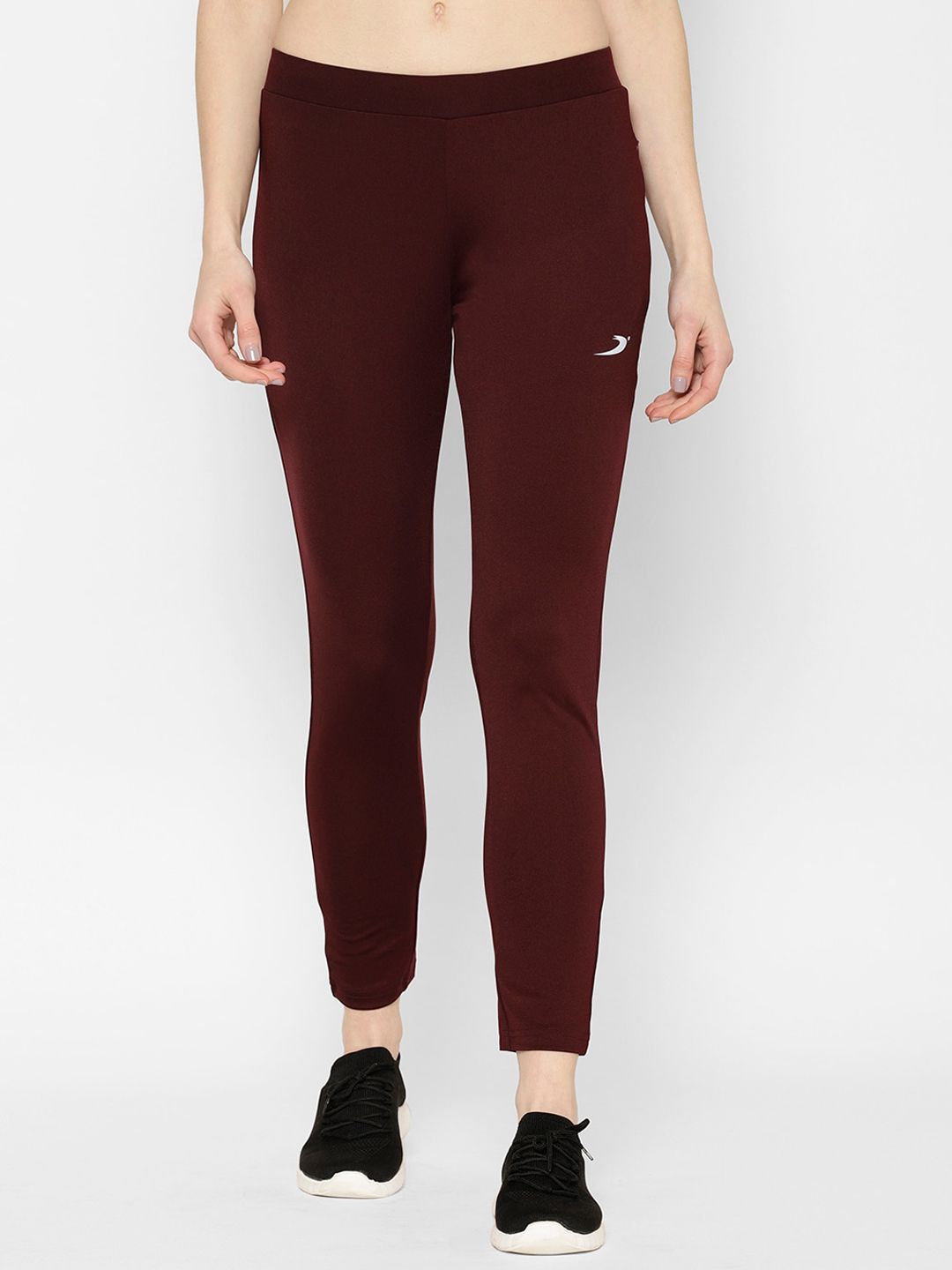 SAPPER Women Maroon Solid Slim-Fit Track Pants Price in India