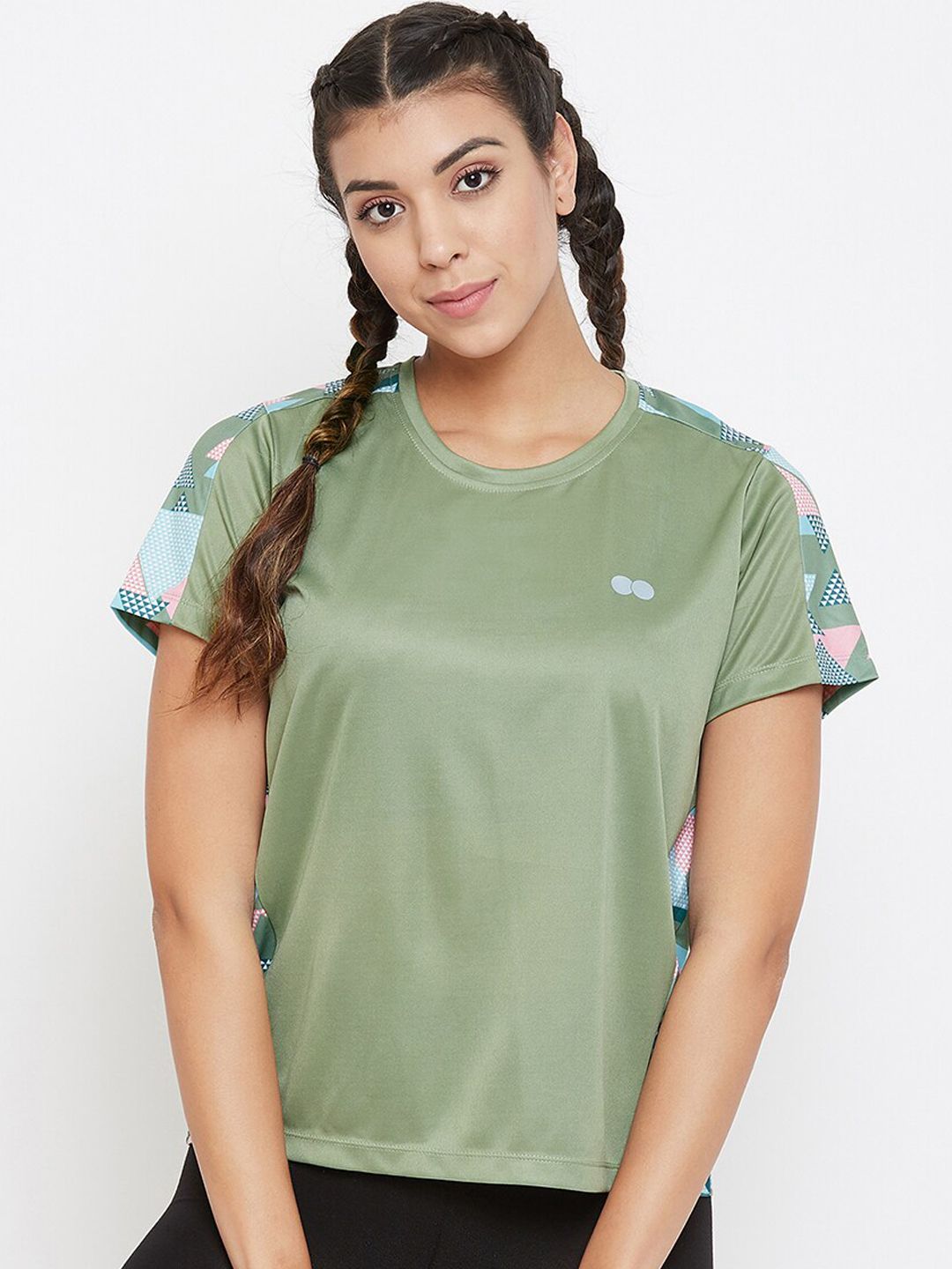 Clovia Women Green Printed Round Neck T-shirt Price in India