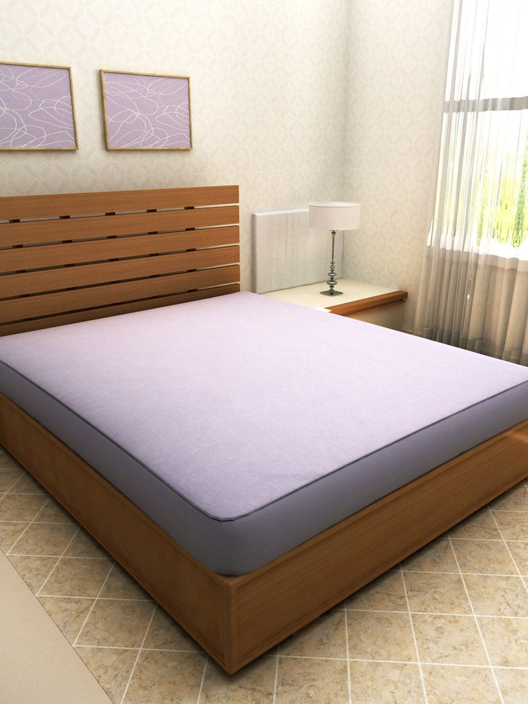 ROMEE Lavender Solid Water-Proof Mattress Protector Price in India