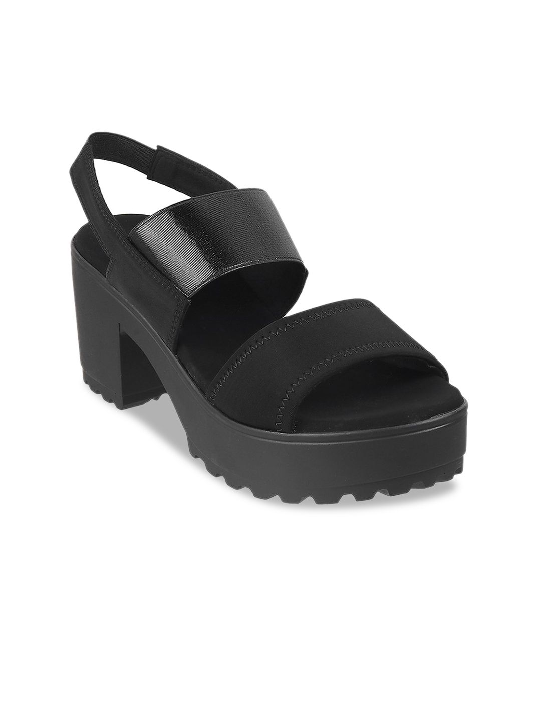 Metro Women Black Solid Sandals Price in India