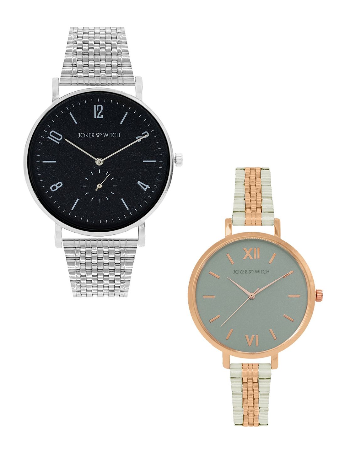 JOKER & WITCH JOKER & WITCH Grey & Black Doug & Carol Couple Watch Gift Set JWCW131